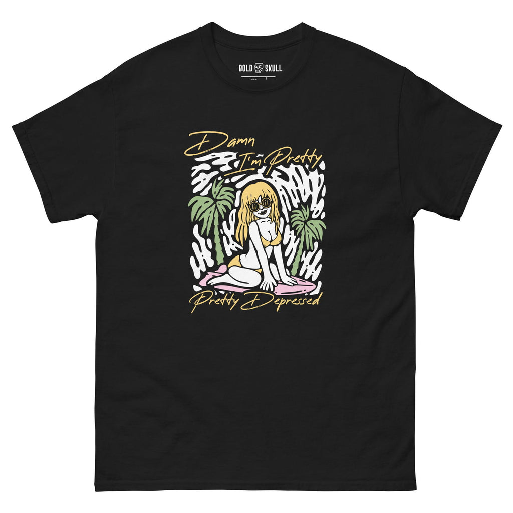Damn I'm Pretty, Pretty Depressed T-shirt - Bold Skull - 
